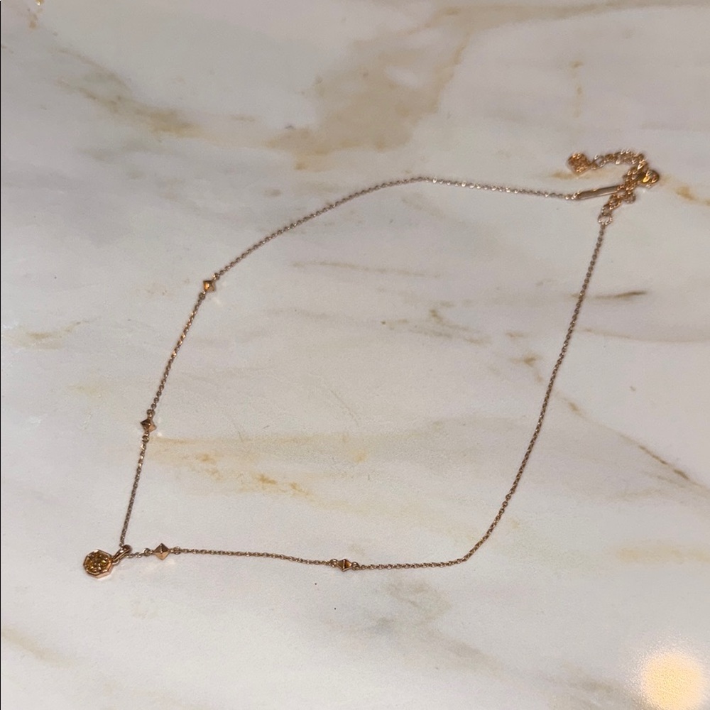 Kendra Scott Rose Gold Drusy Necklace with Dainty Charm